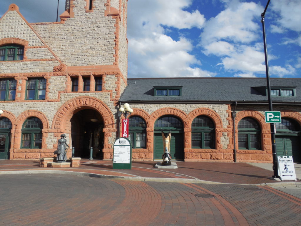 Outside of the train depot and museum in Cheyenne, Wyoming
