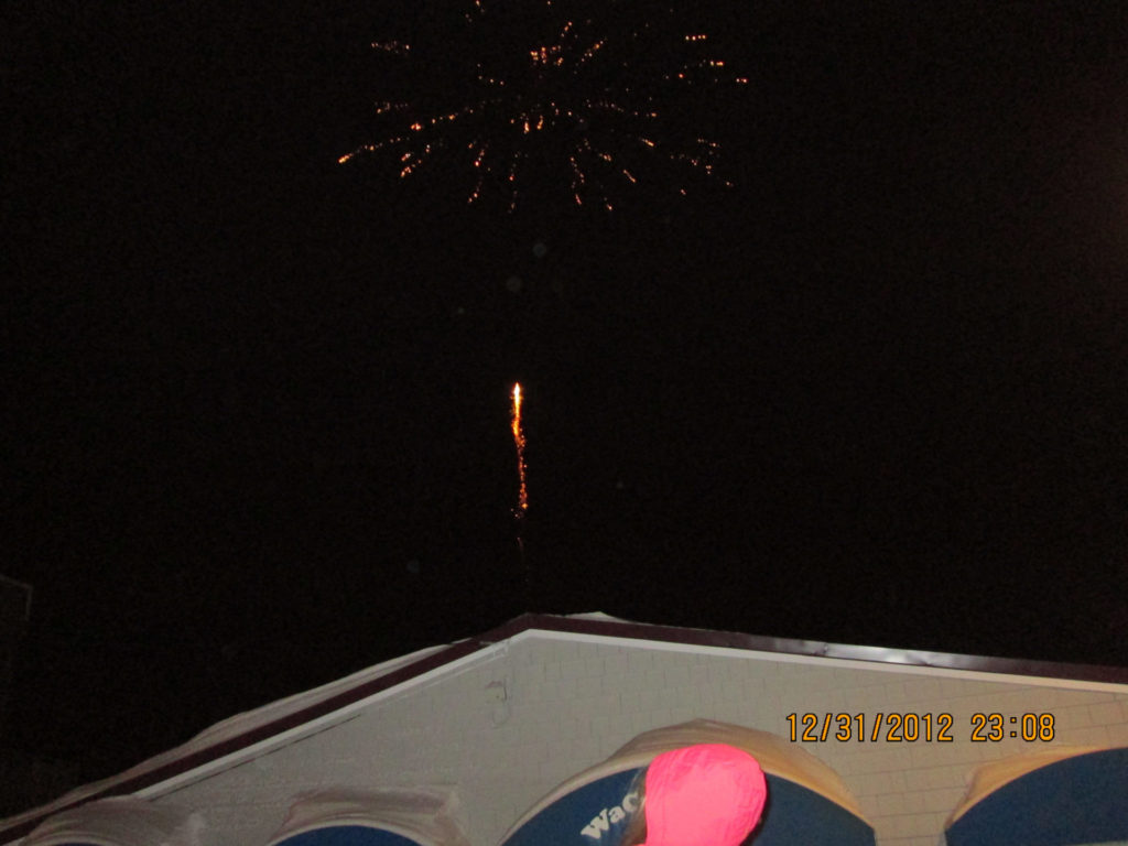 New Years Eve Fireworks over Waco Diner Eastport Maine