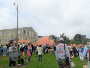 flares from motorcyclists invading Lubec