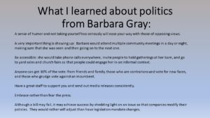 What you can learn about politics from Barbara Gray