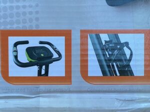 Monitor and drinkholder on foldable exercise bike sold by Aldi