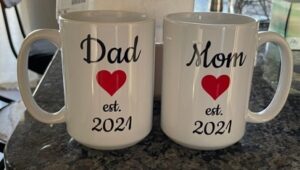 Mom and Dad est. 2021 mugs