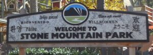 Welcome to Stone Mountain Park sign