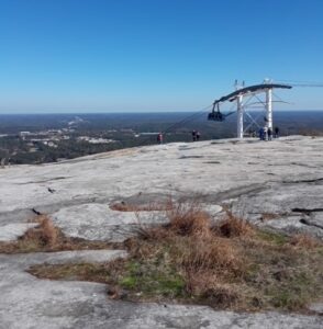 Cable Car reaching Stone Mountain Summit