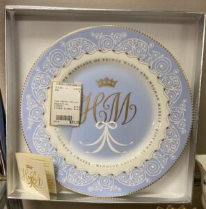 Harry and Meghan wedding plate blue white and gold